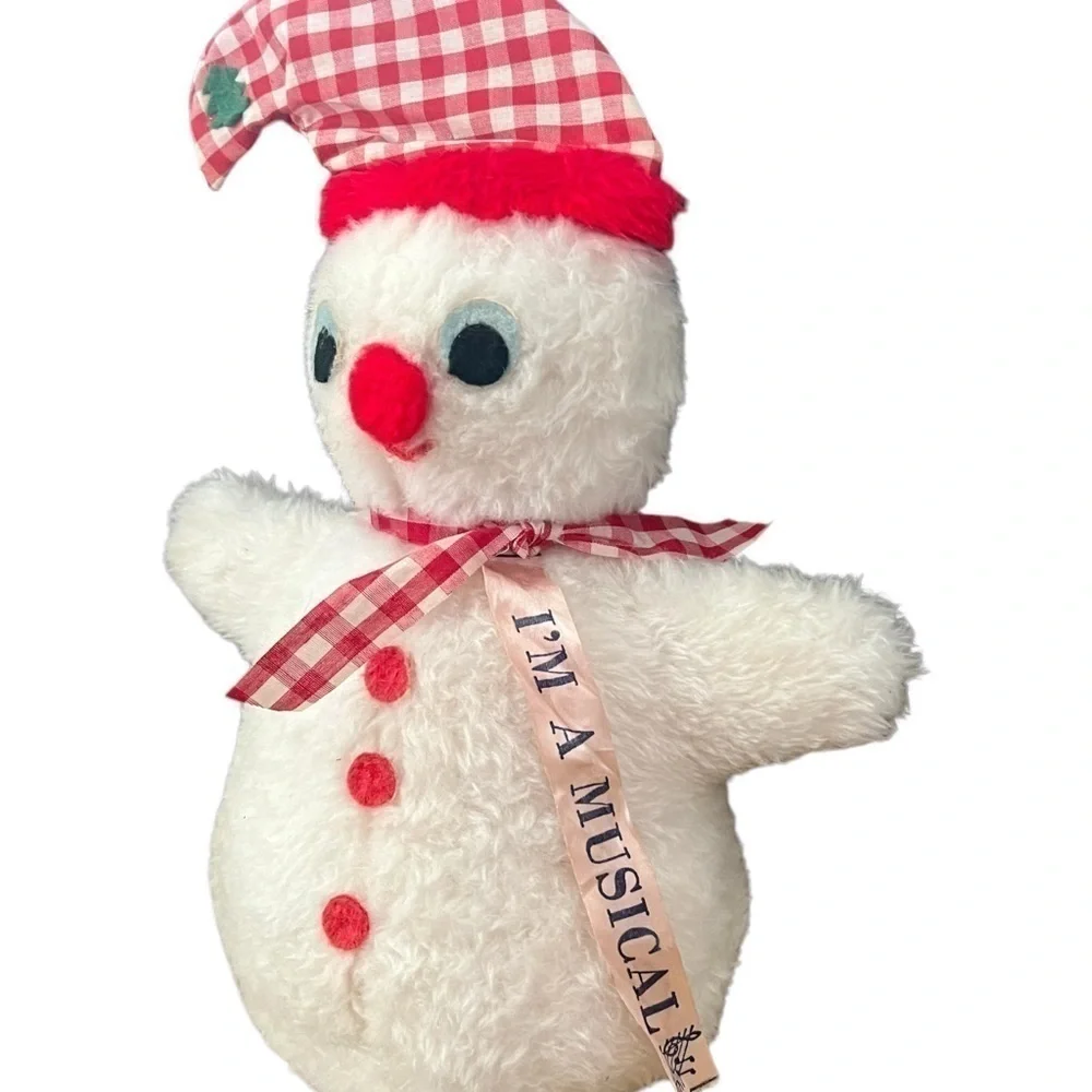 Rare Vintage Mary Meyer Musical Snowman Plush Stuffed Toy Wind Up Christmas 14”